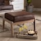Baxton Studio Sigrid Dark Brown Upholstered Antique Oak Finished Wood Ottoman 162-10405 - alternate 6